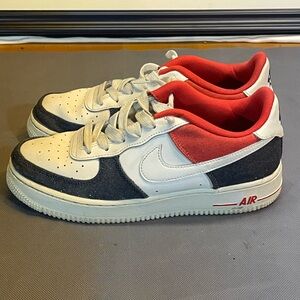 Nike Air Force 1 White, Black, and Red Sneakers